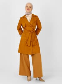 Mustard - Unlined - Point Collar - Trench Coat