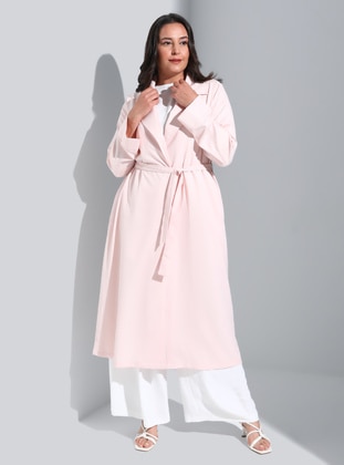 Dusty Pink - Unlined - Shawl Collar - Plus Size Topcoat - Alia