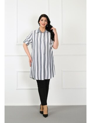 Grey - Plus Size Tunic - By Alba Collection
