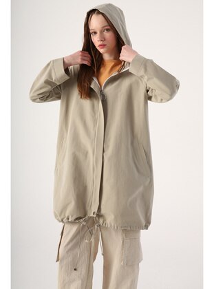 Green - Unlined -  - Trench Coat - ALLDAY