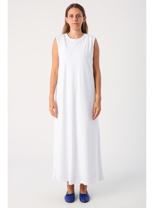 White Cotton Sleeveless Underwear Dress
