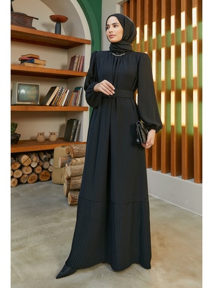 VAVİNOR Black Modest Dress