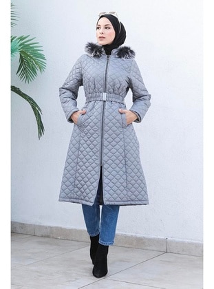 Quilted Puffer Coat Gray