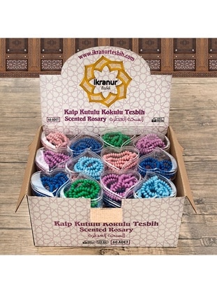 Scented Rosary Tasbih Heart Boxed Package 60 Pieces Green