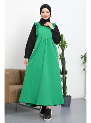 Green - Modest Dress - Bestenur