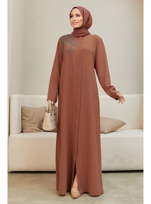 Shoulder Detailed Abaya Camel