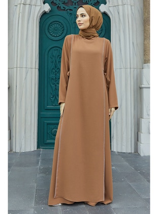 Camel - Plus Size Dress  - Vavinor