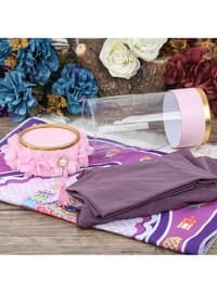 Cylinder Acetate Box (18×10), Prayer Rug And Girl'S Scarf Set For Children - Pink