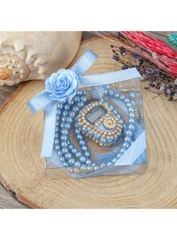 Stoned Zikr Counter Pearl Rosary Tasbih Square In A Box Gift Blue