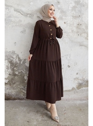 Bitter Chocolate - Button Collar - Modest Dress - InStyle