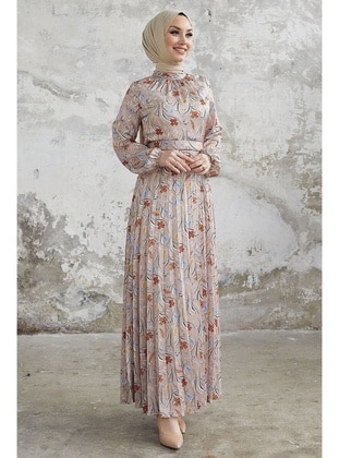 Ecru - Floral - Modest Dress - InStyle