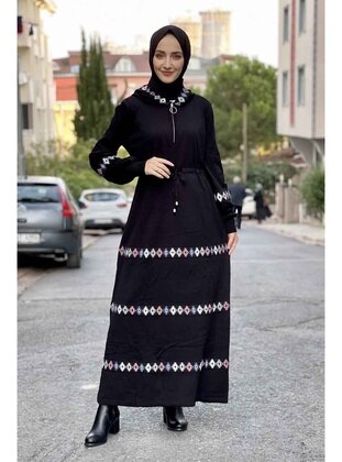 Black - Knit Dresses  - Modapinhan