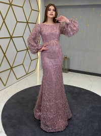 Fully Lined - Powder Pink - Crew neck - Evening Dresses