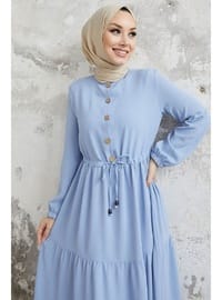 Baby Blue - Button Collar - Modest Dress