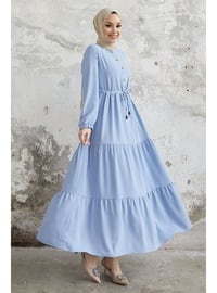 Baby Blue - Button Collar - Modest Dress