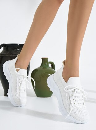 White - Sport - Sports Shoes - Pembe Potin