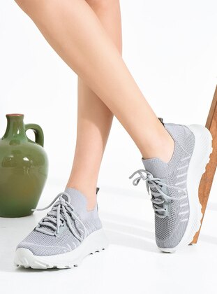 Grey - Sport - Sports Shoes - Pembe Potin