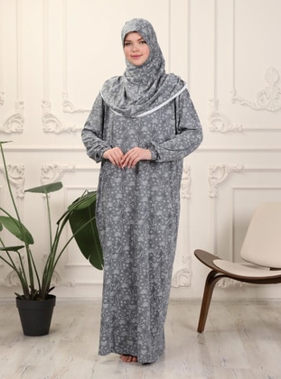 Grey - Floral - Unlined - Prayer Clothes - AHUSE