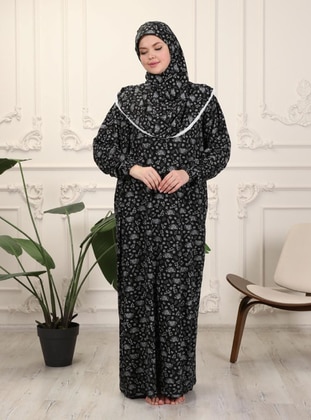 Black - Floral - Unlined - Prayer Clothes - AHUSE