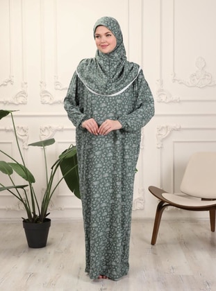 Green - Floral - Unlined - Prayer Clothes - AHUSE