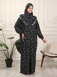 Black - Floral - Unlined - Prayer Clothes