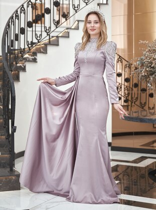 Powder Pink - Fully Lined -  - Modest Evening Dress - Aslan Polat