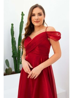 Fully Lined - 1000gr - Maroon - Evening Dresses - 6IXTY8IGHT