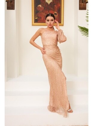 Gold color - Fully Lined - 1000gr - Evening Dresses - Carmen