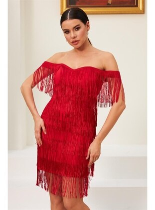 Red - Fully Lined - 1000gr - Evening Dresses - Carmen