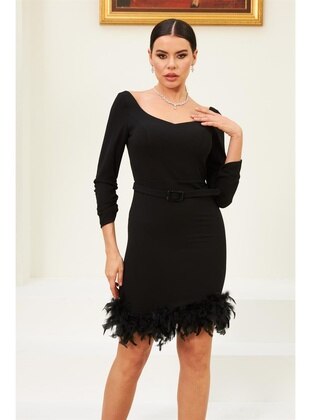 Black - Fully Lined - 1000gr - Sweatheart Neckline - Evening Dresses - Carmen