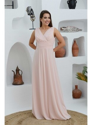 Fully Lined - 1000gr - Salmon - Double-Breasted - Evening Dresses - Carmen
