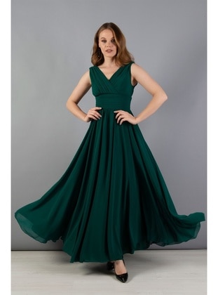 Fully Lined - 1000gr - Green - Double-Breasted - Evening Dresses - Carmen