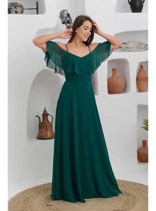 Fully Lined - 1000gr - Emerald - Boat neck - Evening Dresses - Carmen