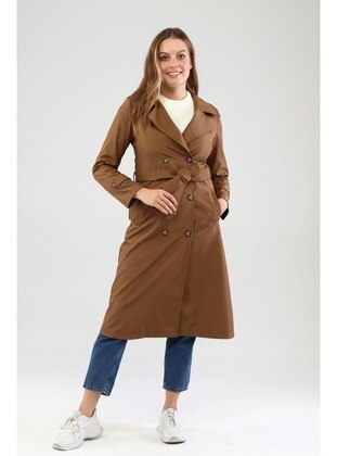 Ferace Tan Plus Size Trench coat