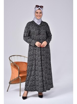 Women's Plus Size Collar Ruffled Hijab Mother's Dress Non-Burning Non-Sweating Black