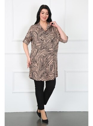 Tan - Plus Size Tunic - By Alba Collection