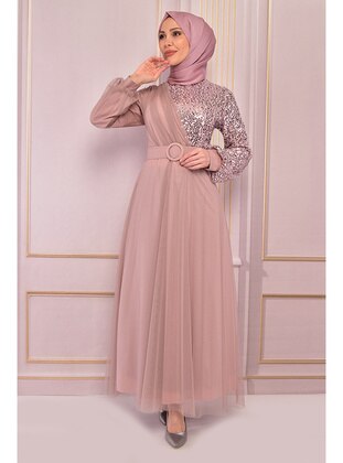 Powder Pink - Modest Evening Dress - Moda Merve