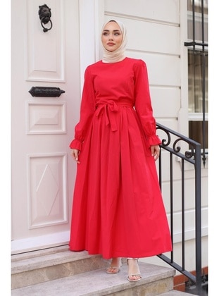 Red - Modest Dress - Meqlife