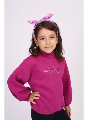 Toontoy Kız Çocuk Baskılı Sweatshirt-Mürdüm