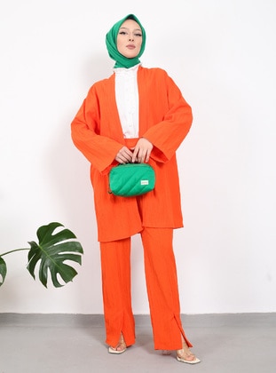 Orange - Unlined - Suit - Vav