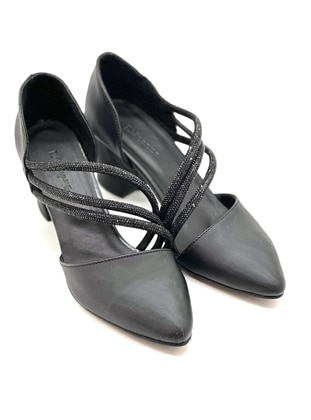 أسود - حذاء كعب عالي -  - أحذية سهرة - Dilipapuç