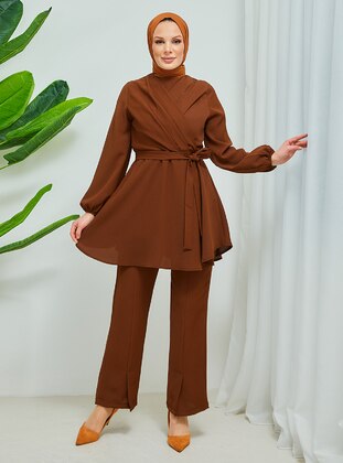 Bitter Chocolate - Unlined - Double-Breasted - Suit - Bayanca Moda