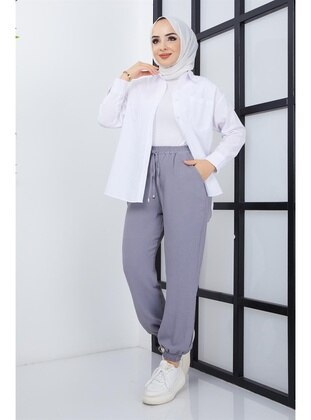 Hijab Leg Elasticated Aerobin Pants Gray