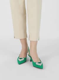أخضر - حذاء كعب عالي - - أحذية سهرة