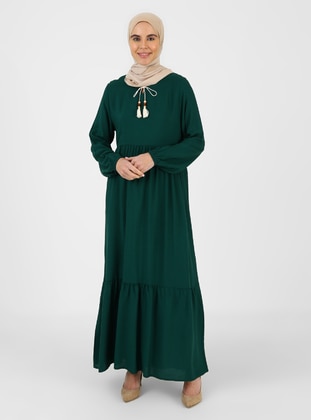 Emerald - V neck Collar - Unlined - Modest Dress - ZENANE