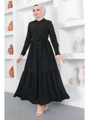 Black - Modest Dress - Benguen