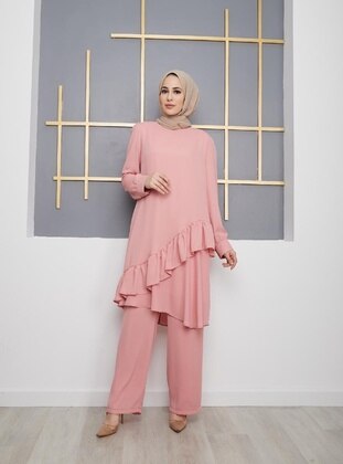 Powder Pink - Suit - Moda Reyhan