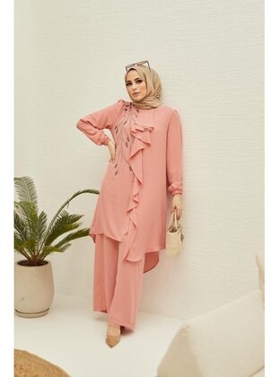 Powder Pink - Suit - Moda Reyhan