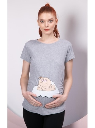 Grey - Maternity Tunic / T-Shirt - Gör & Sin