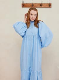 Baby Blue - Crew neck - Unlined - Modest Dress